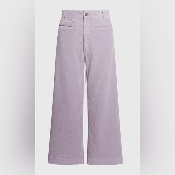 A.L.C. Jay Corduroy High-rise Wide-leg Cropped Pants 4 Purple Lavender - Picture 3 of 9